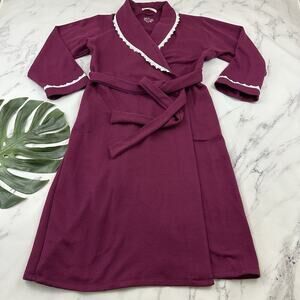 Eileen West Womens Bath Robe Size L/XL Purple Lace Trim Quilted Soft
